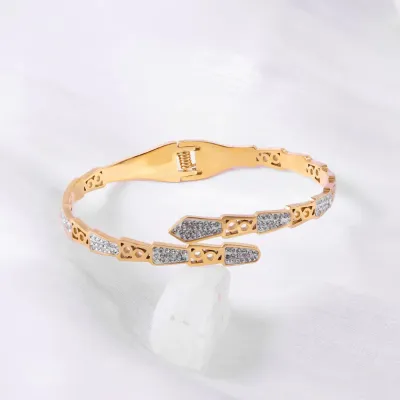 Dazzling Zirconia Gold Plated Buckle Bracelet 